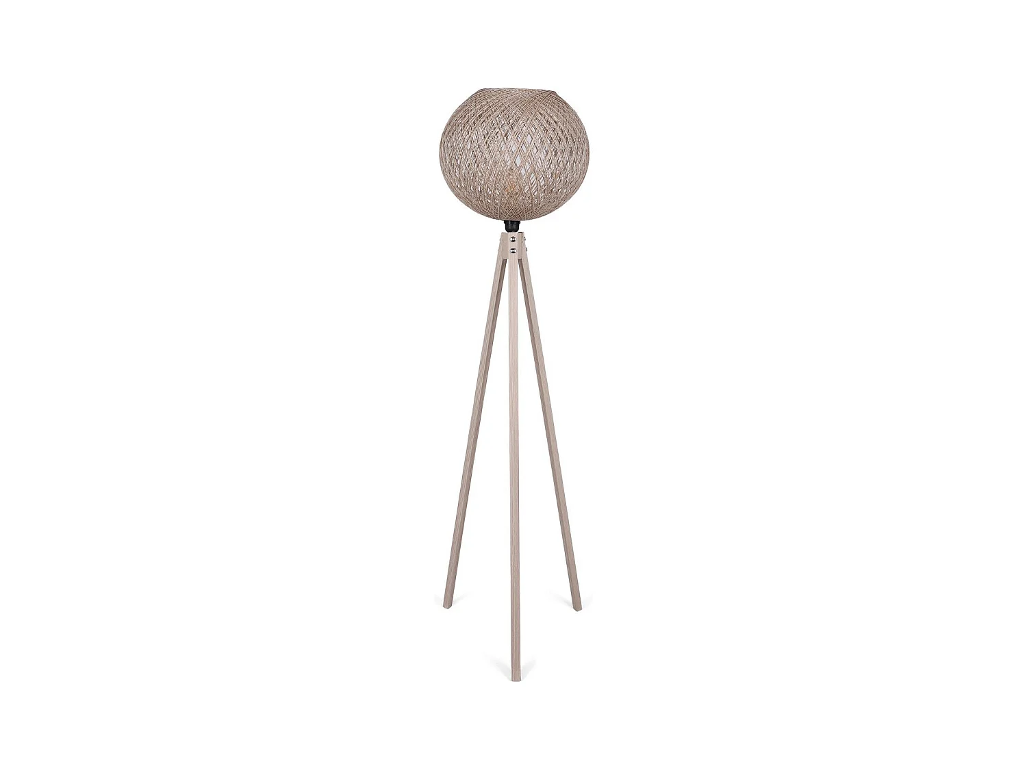 Lampadaire trépied Shar H145cm Bois clair et Jute Beige