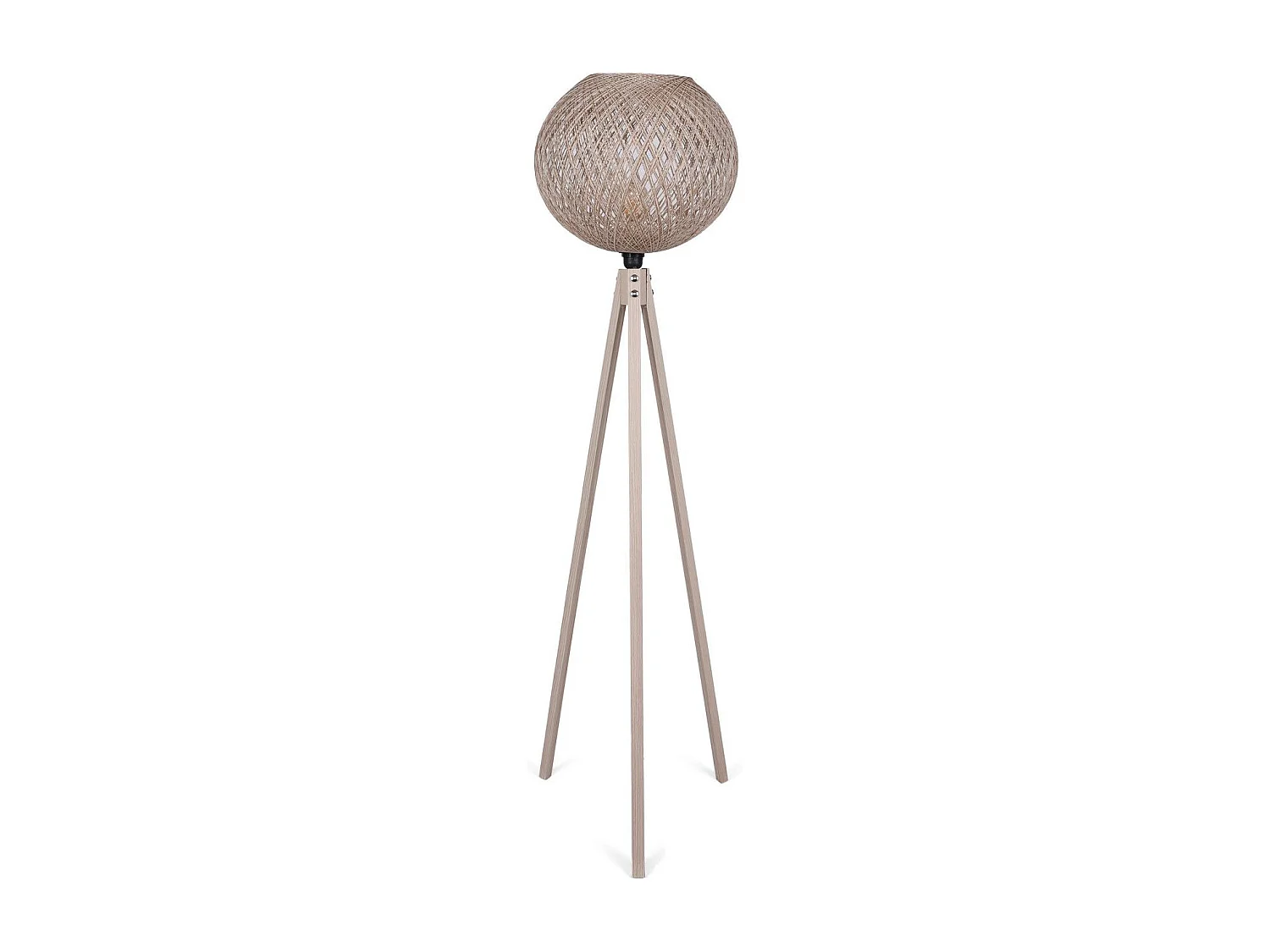 Lampadaire trépied Shar H145cm Bois clair et Jute Beige