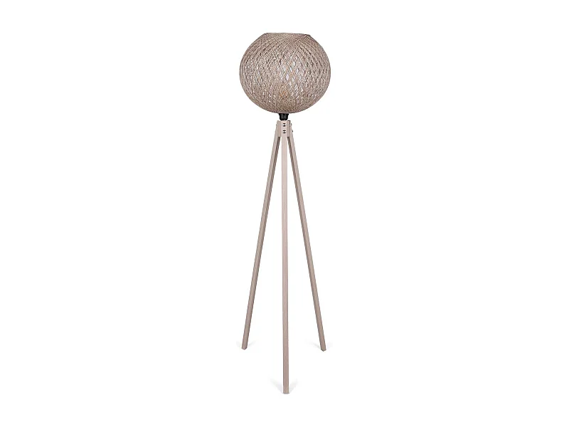 Lampadaire trépied Shar H145cm Bois clair et Jute Beige