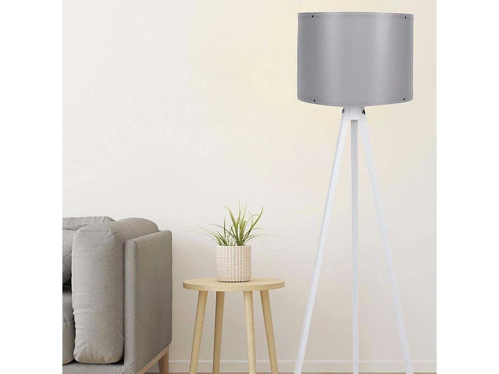 Lampadaire trépied Luca 145cm Tissu et Bois Noir