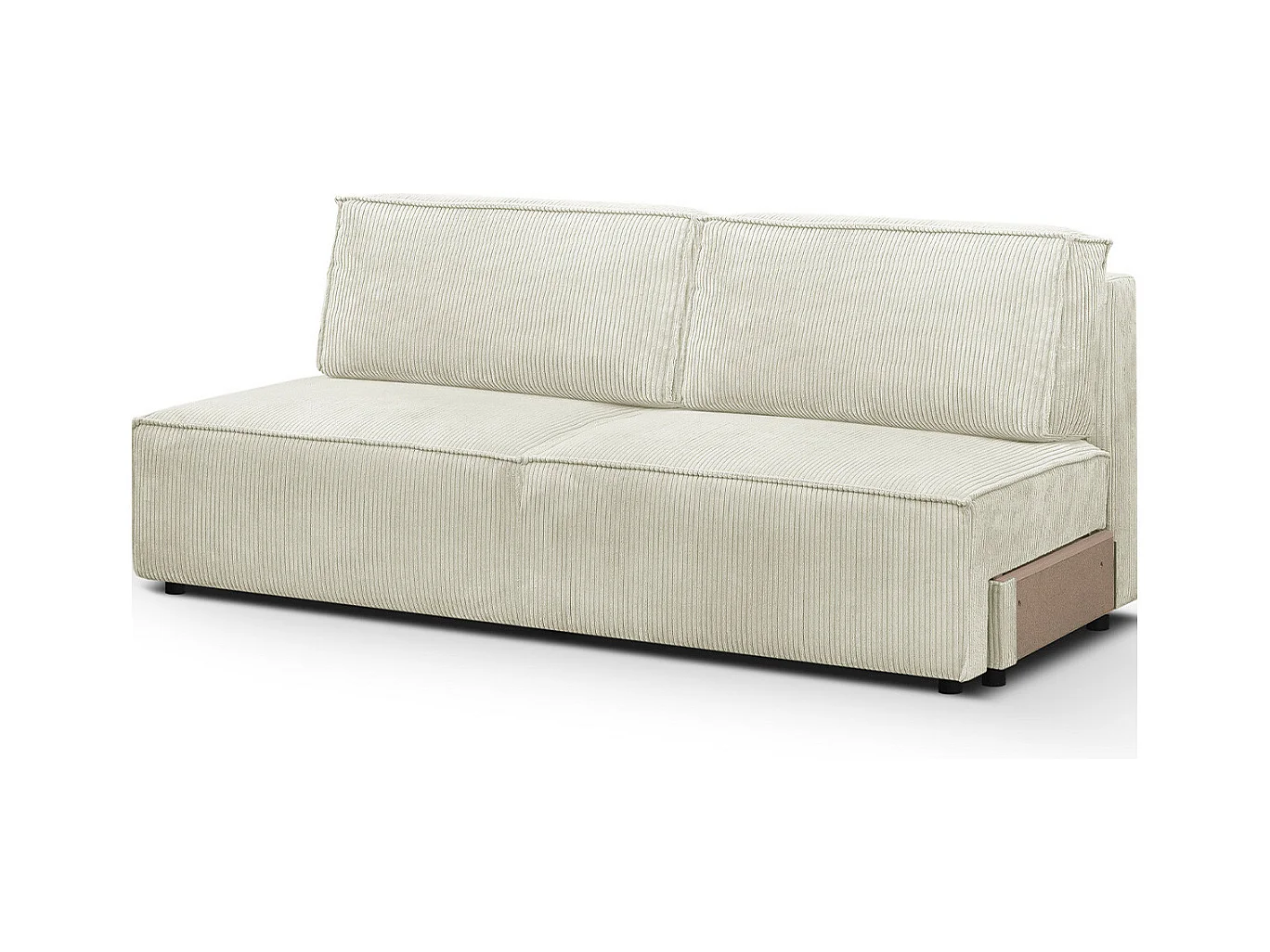 Module canapé convertible 2 places avec coffre de rangement en velours côtelé beige - Harper Mod