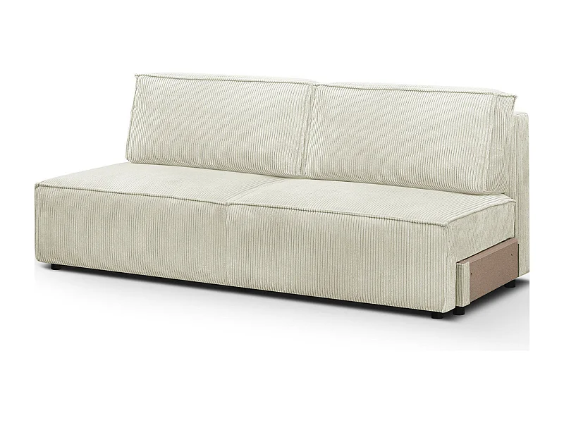 Module canapé convertible 2 places avec coffre de rangement en velours côtelé beige - Harper Mod