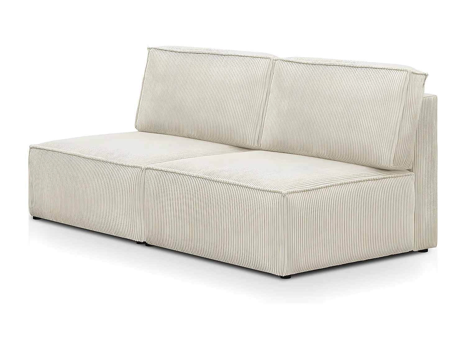 Module canapé 2 places en velours côtelé beige - Harper Mod