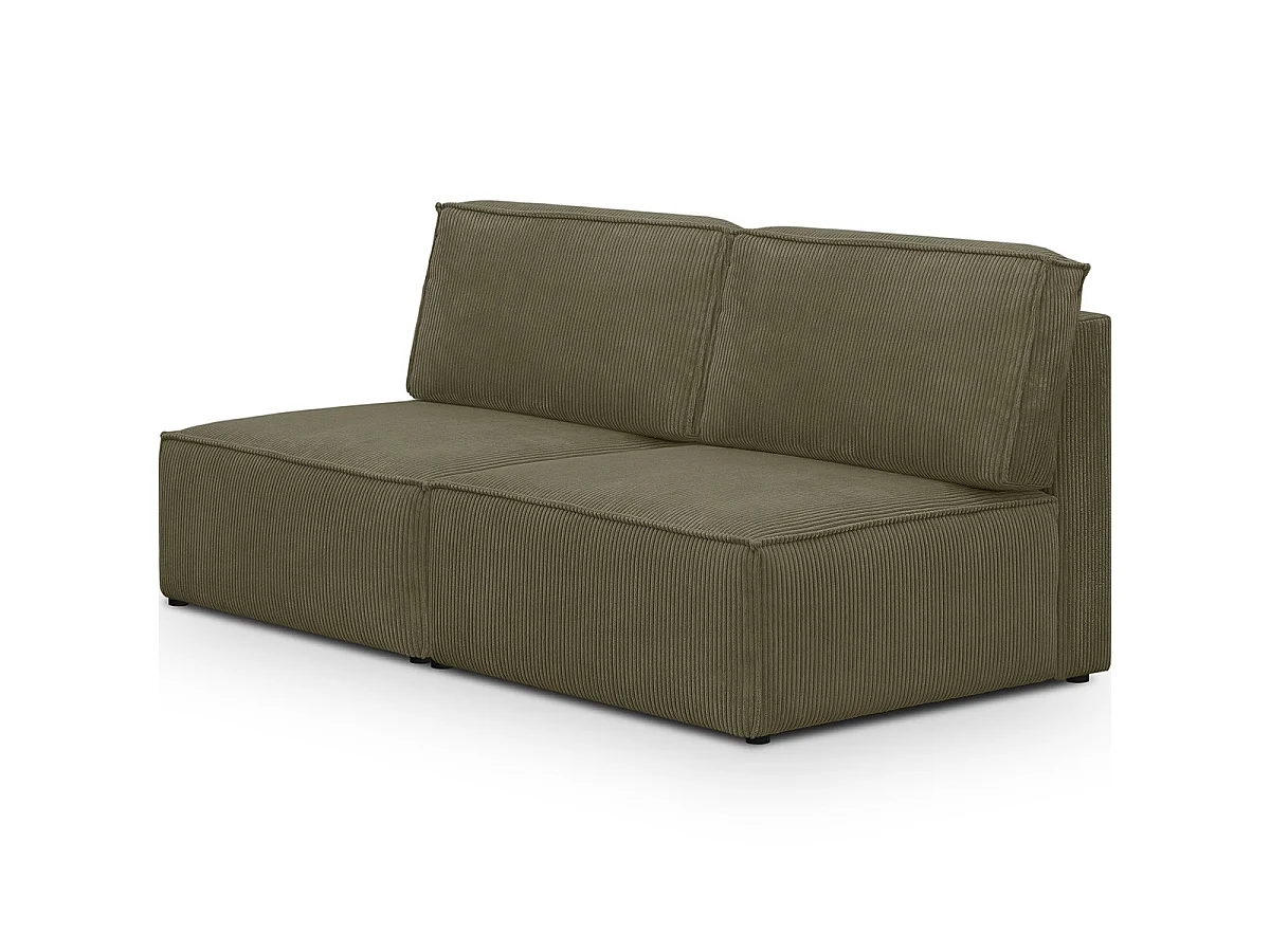 Canapé modulable 3 places en velours côtelé vert kaki - Harper Mod
