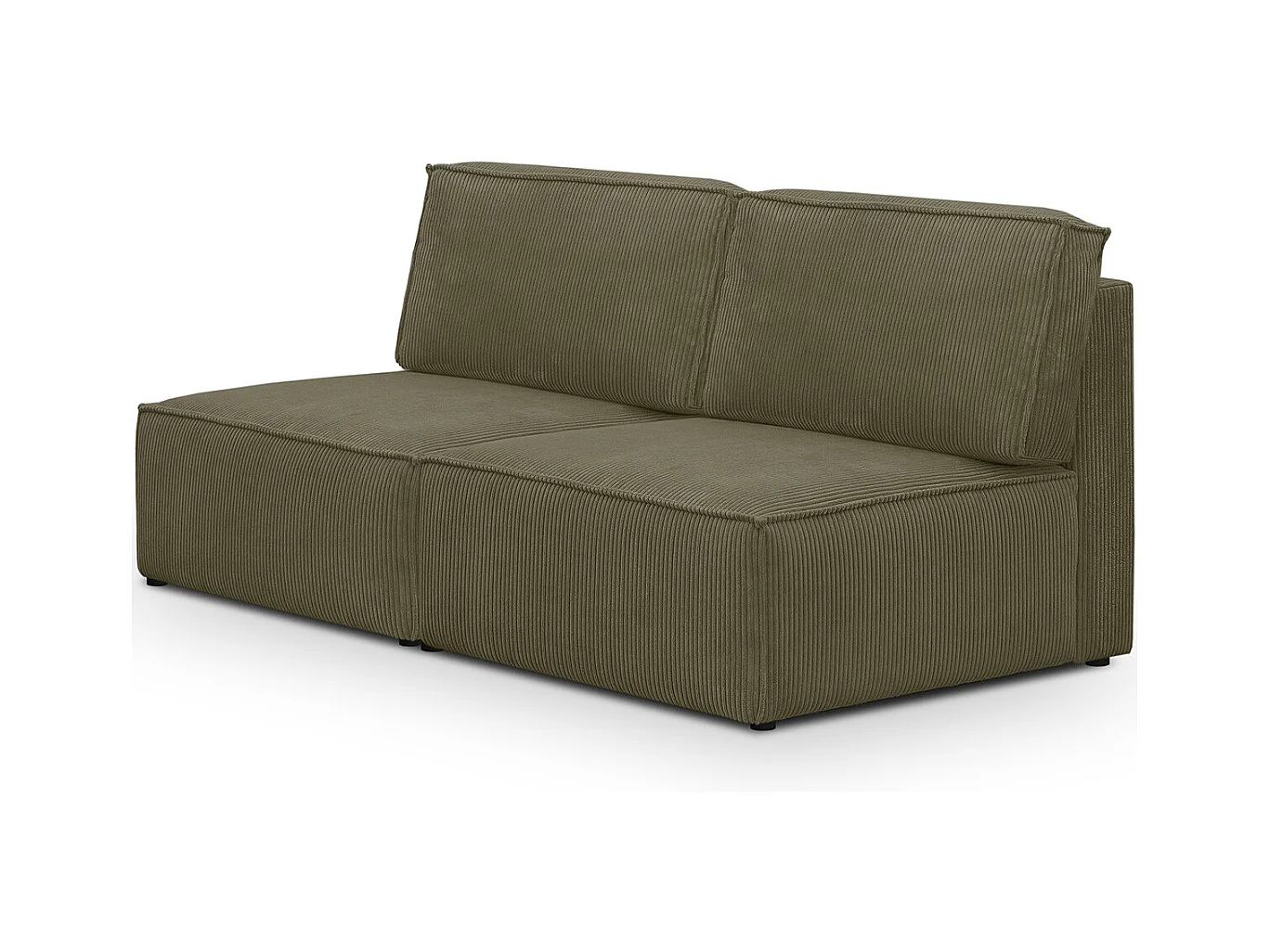 Module canapé 2 places en velours côtelé vert kaki - Harper Mod