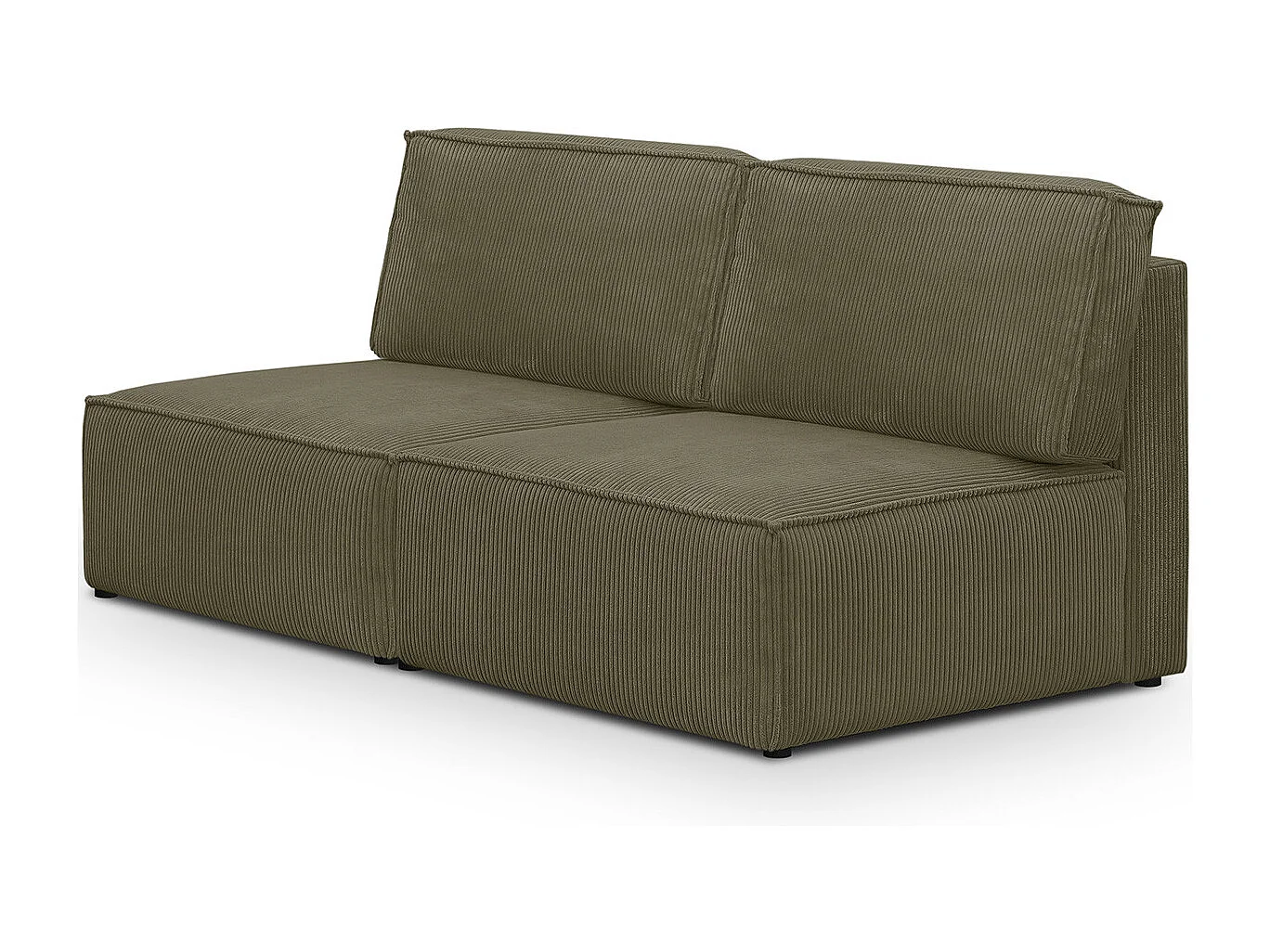 Module canapé 2 places en velours côtelé vert kaki - Harper Mod