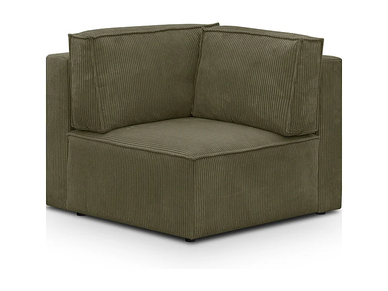 Module d'angle à droite en velours côtelé vert kaki - Harper Mod