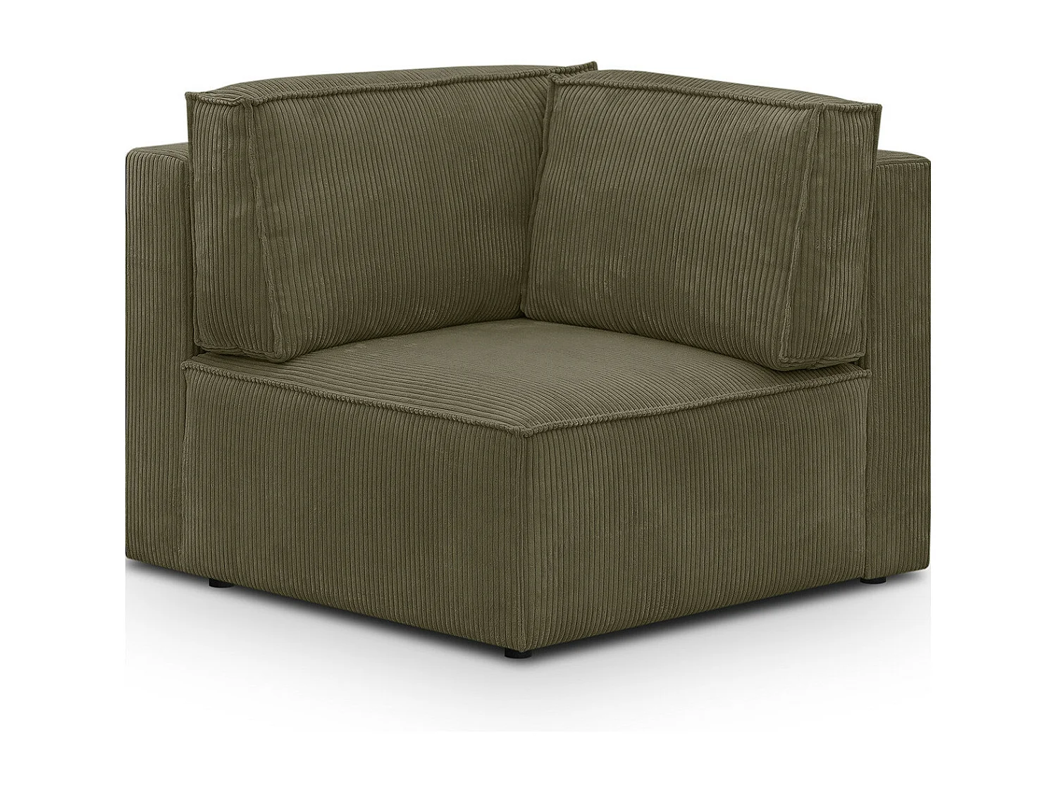 Module d'angle à droite en velours côtelé vert kaki - Harper Mod