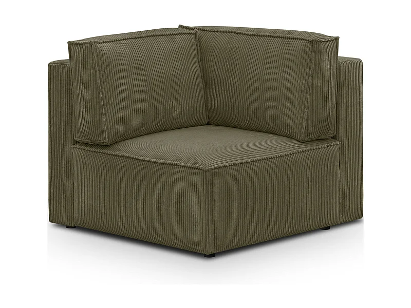 Module d'angle à gauche en velours côtelé vert kaki - Harper Mod