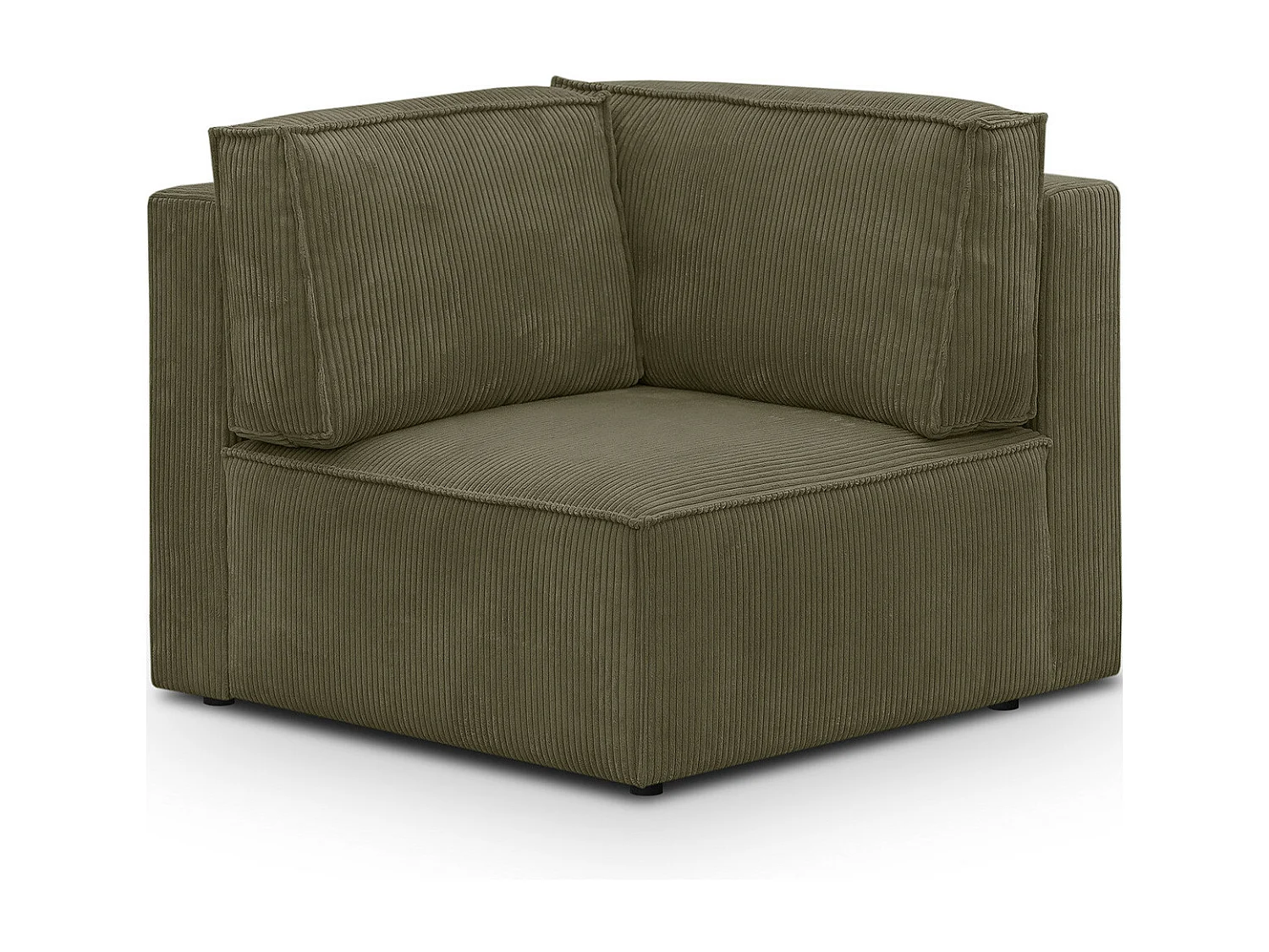 Module d'angle à gauche en velours côtelé vert kaki - Harper Mod