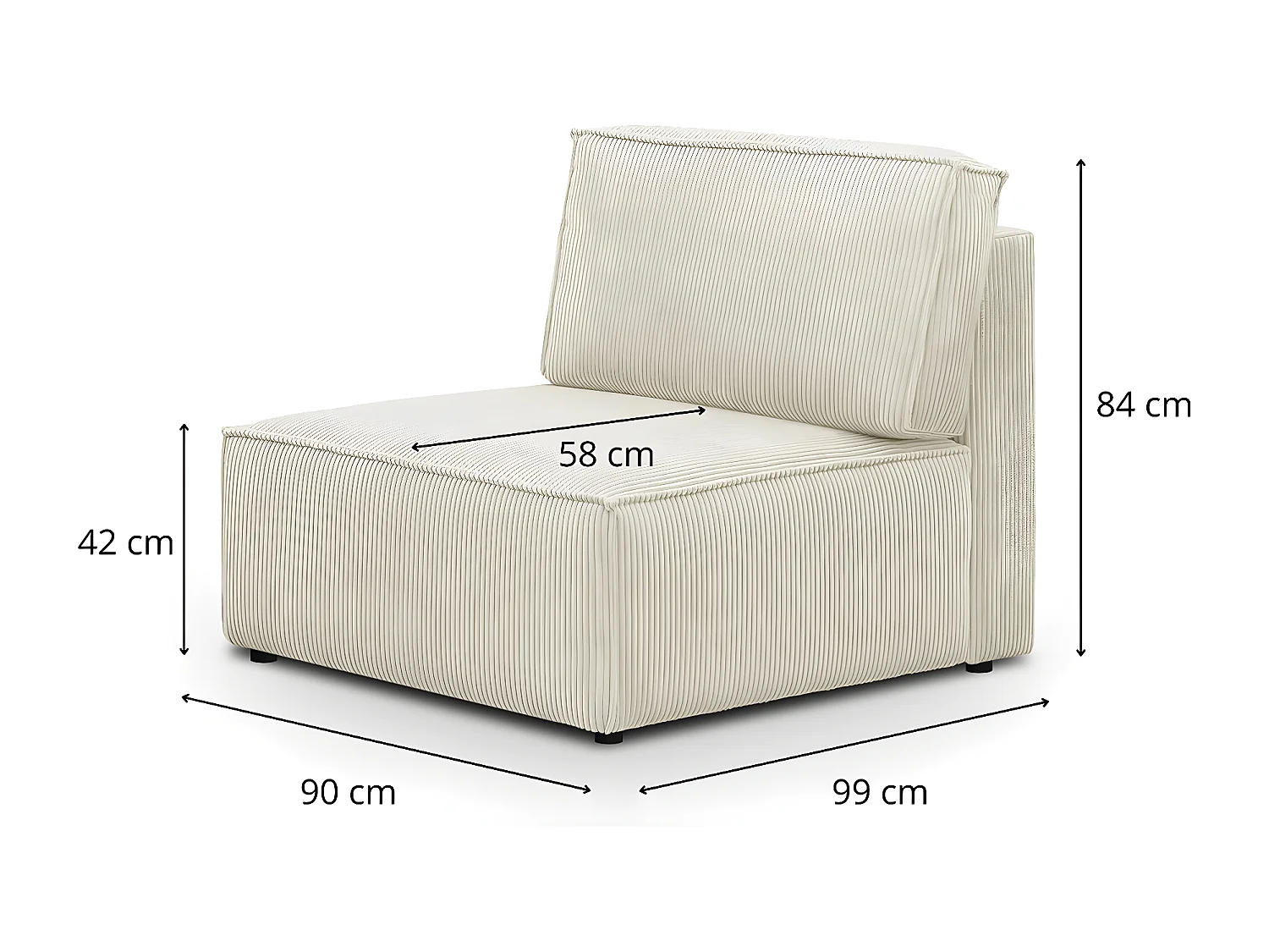 Chauffeuse modulable en velours côtelé beige - Harper Mod