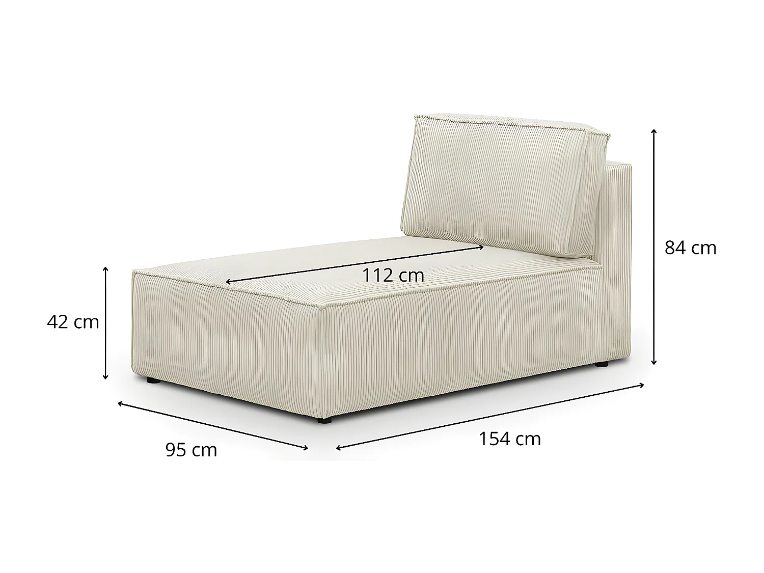Méridienne modulable en velours côtelé beige - Harper Mod