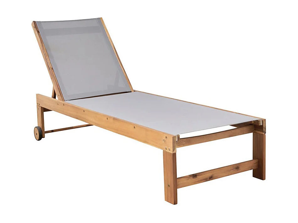 Tumbona de madera de acacia maciza y textileno gris