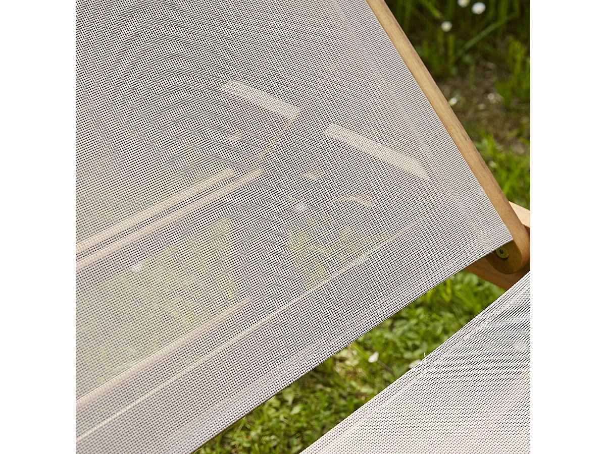 Tumbona de madera de acacia maciza y textileno gris