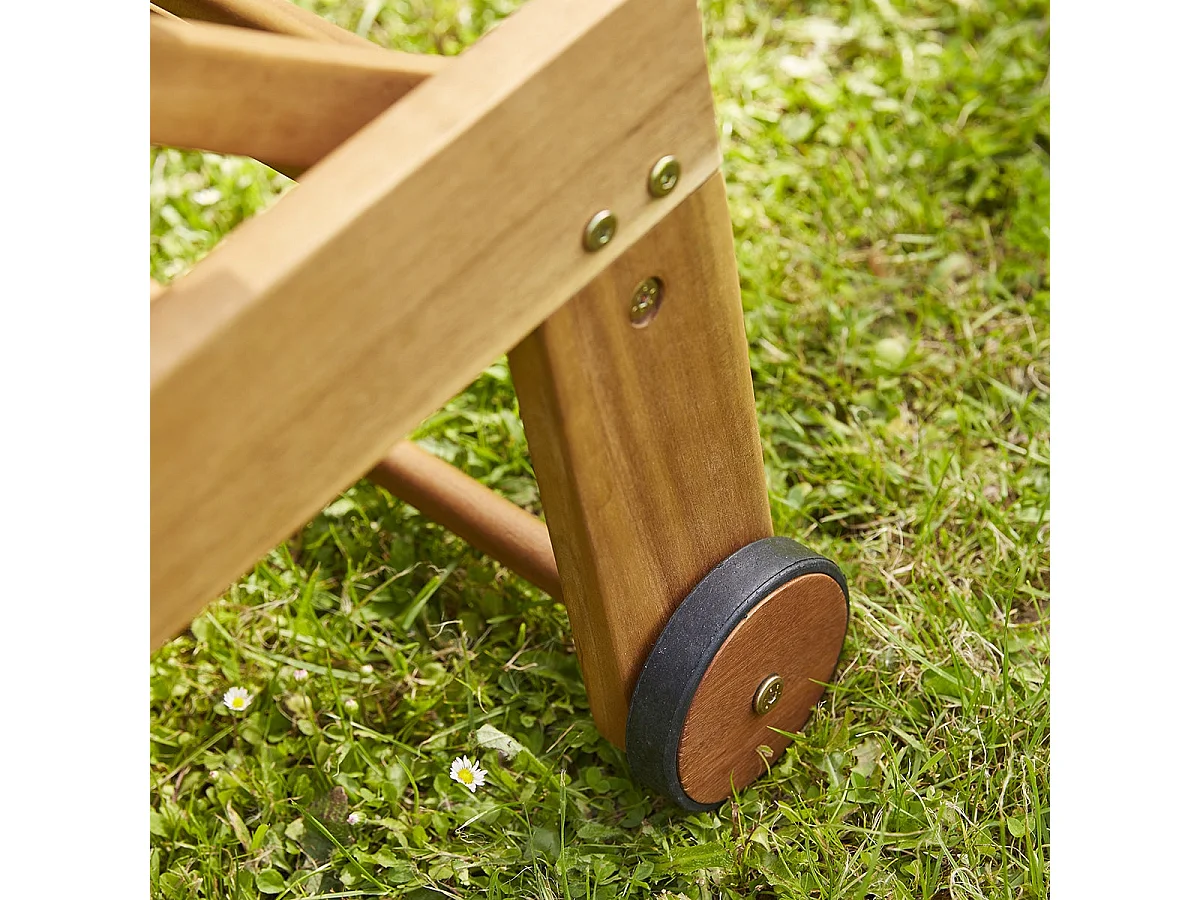 Tumbona de madera de acacia maciza y textileno gris