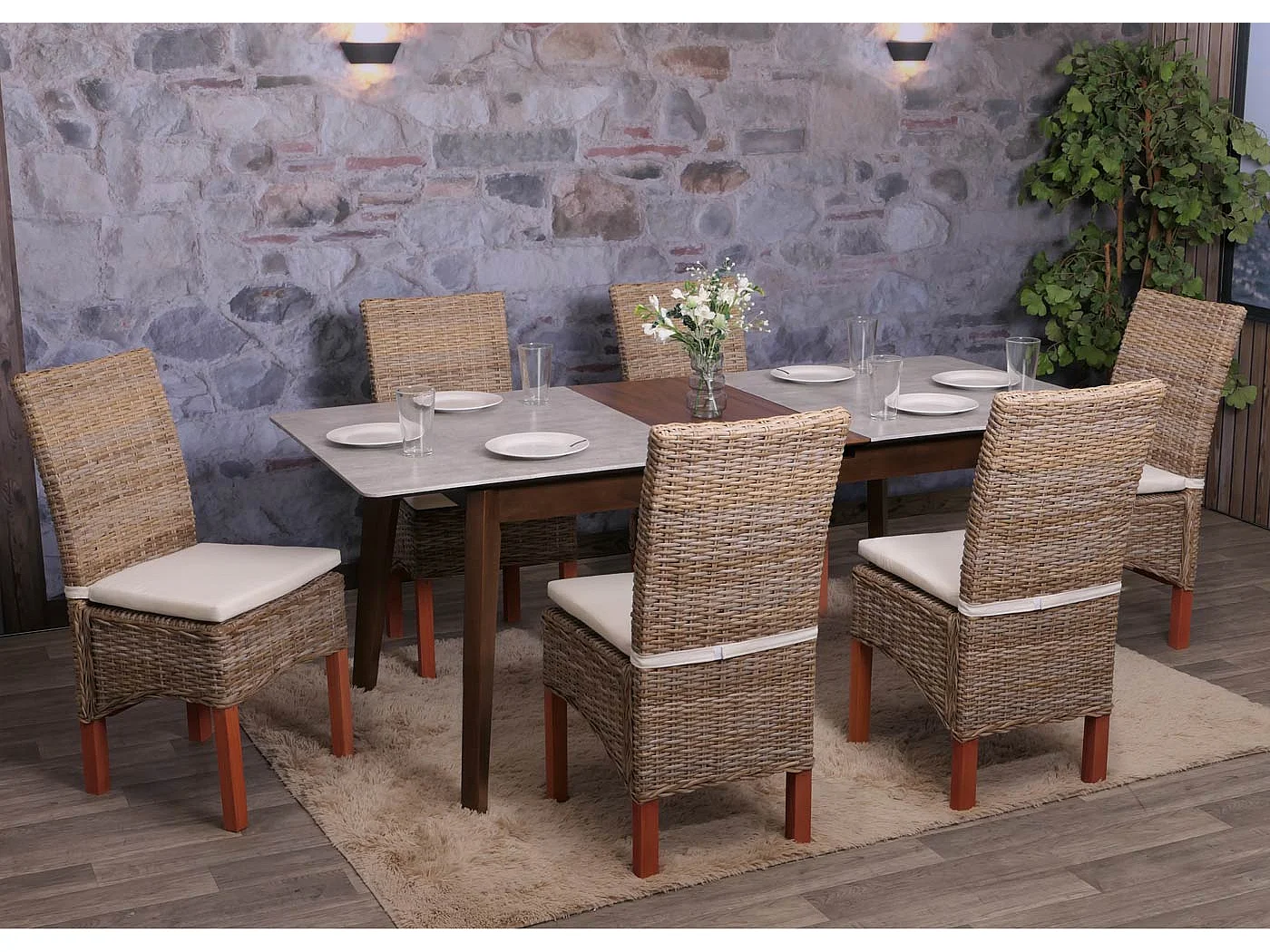 Chaise de salle à manger Var (lot de 2),  avec coussins