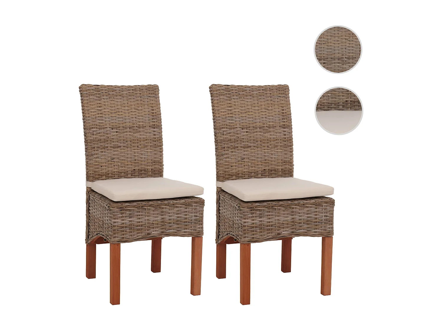 Chaise de salle à manger Var (lot de 2),  avec coussins