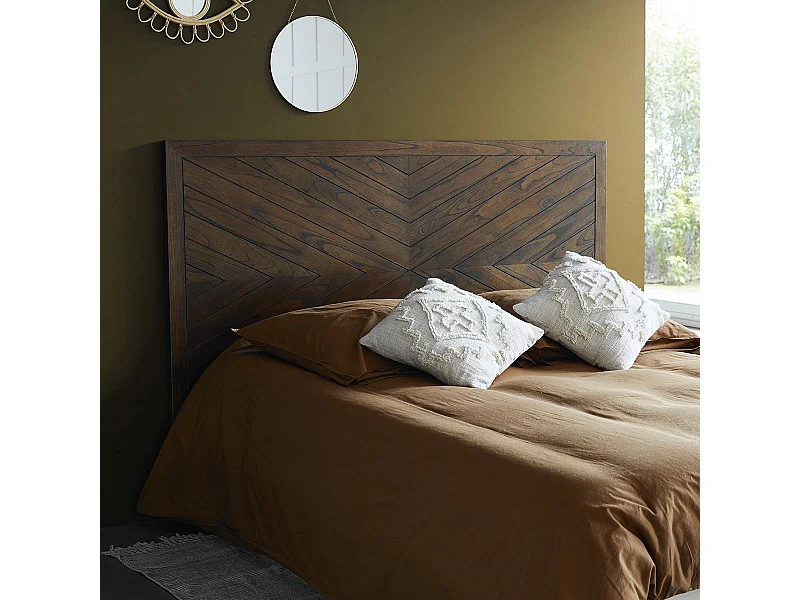 Cabecero de cama de madera de mindi maciza con acabado nogal 160 cm