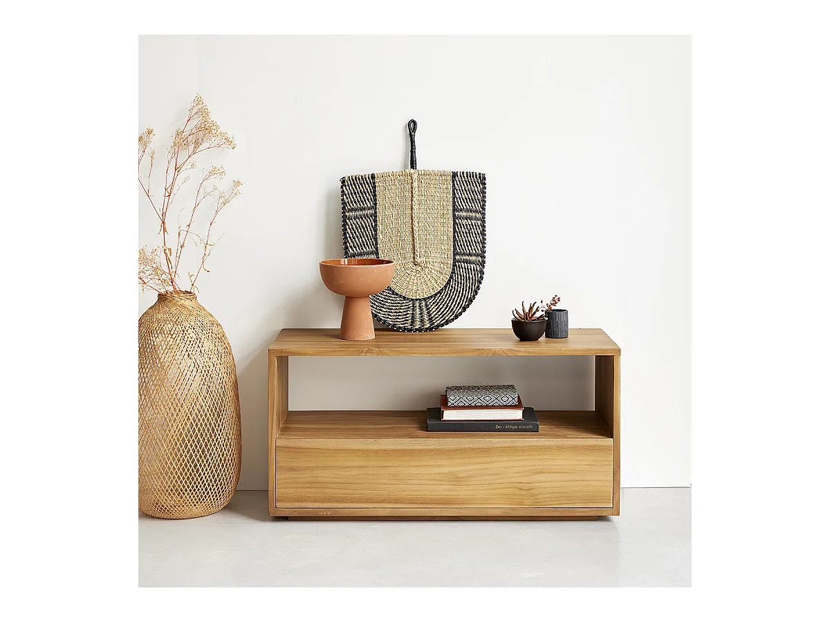 Mueble TV de madera de teca maciza 90 cm