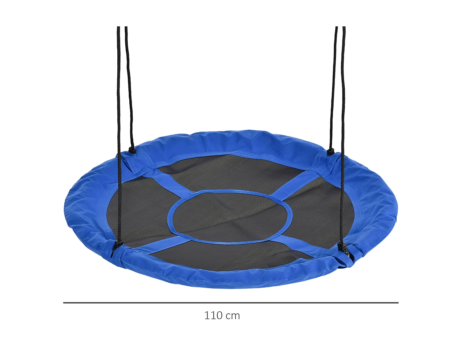 Balançoire nid d'oiseau ronde Ø 110 cm 4 anneaux inclus bleu