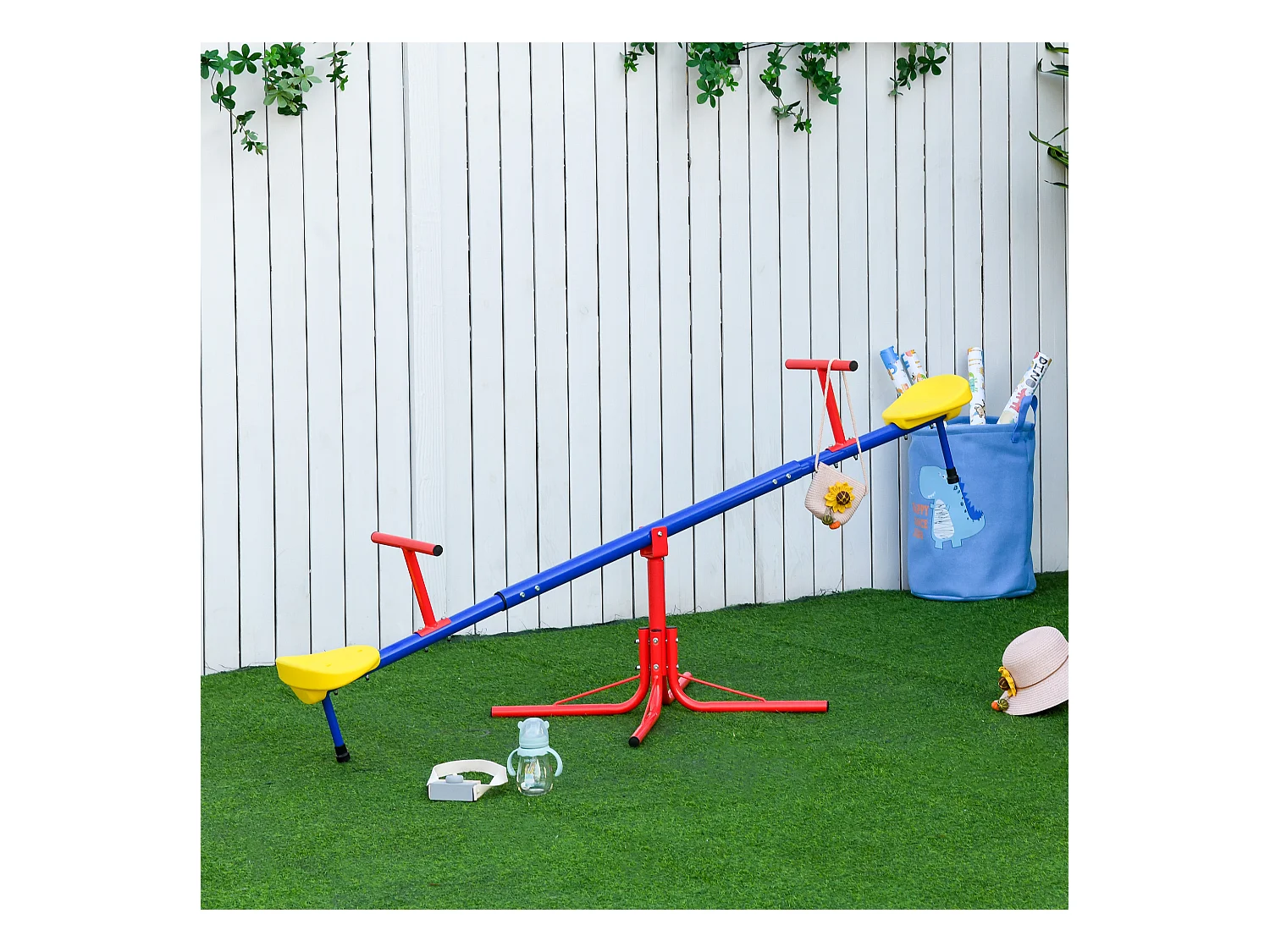 Trébuchet rotatif 360° - balançoire à bascule enfant - multicolore