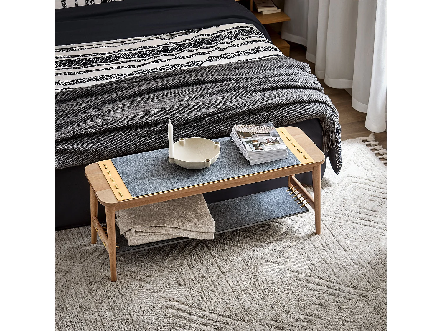 SoBuy HFSR01-N - Meuble à chaussures moderne gris naturel L110.0cm x L37.0cm x H44.5cm