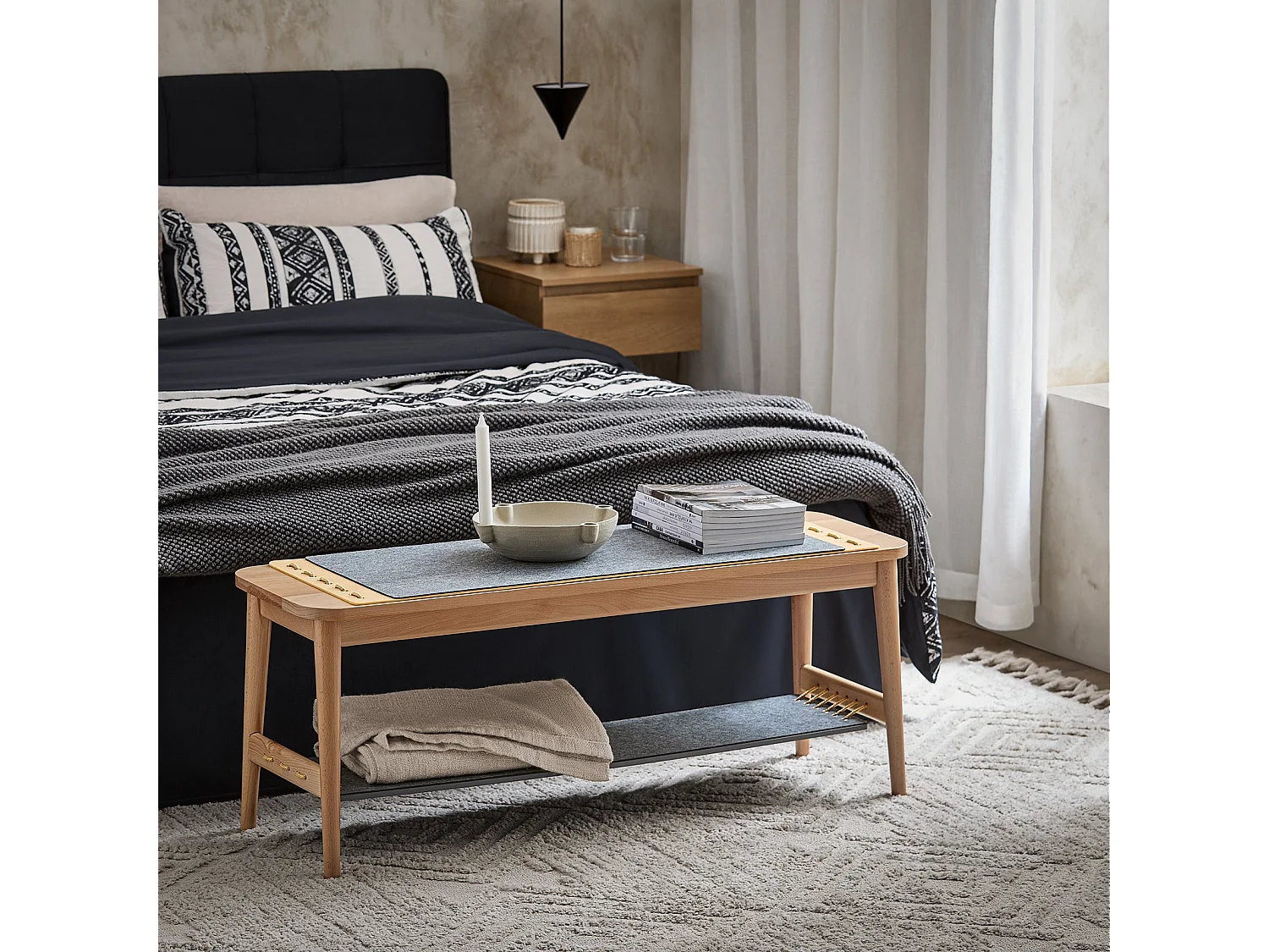 SoBuy HFSR01-N - Meuble à chaussures moderne gris naturel L110.0cm x L37.0cm x H44.5cm