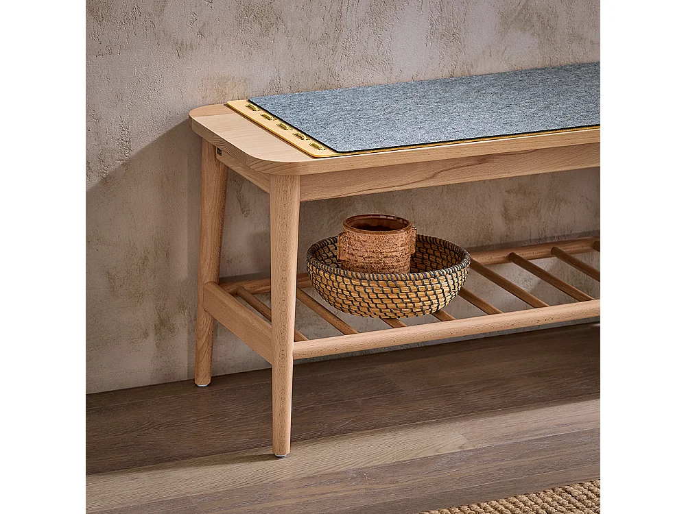 SoBuy HFSR02-N Banc à Chaussures Banc de Rangement Bout de lit Etagère à Chaussures Meuble de Rangement avec raccords à Tenon