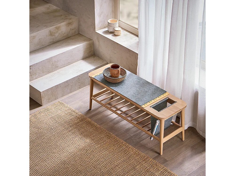 SoBuy HFSR02-N Banc à Chaussures Banc de Rangement Bout de lit Etagère à Chaussures Meuble de Rangement avec raccords à Tenon