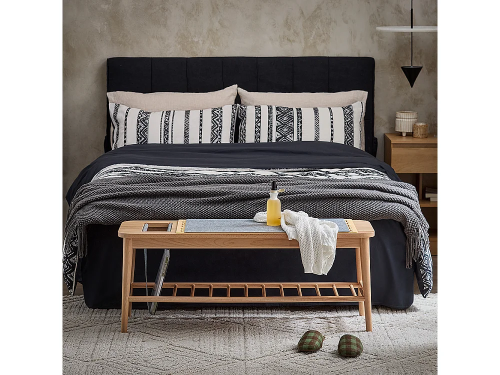 Półka na buty z drewna bukowego z 2 półkami HFSR02-N