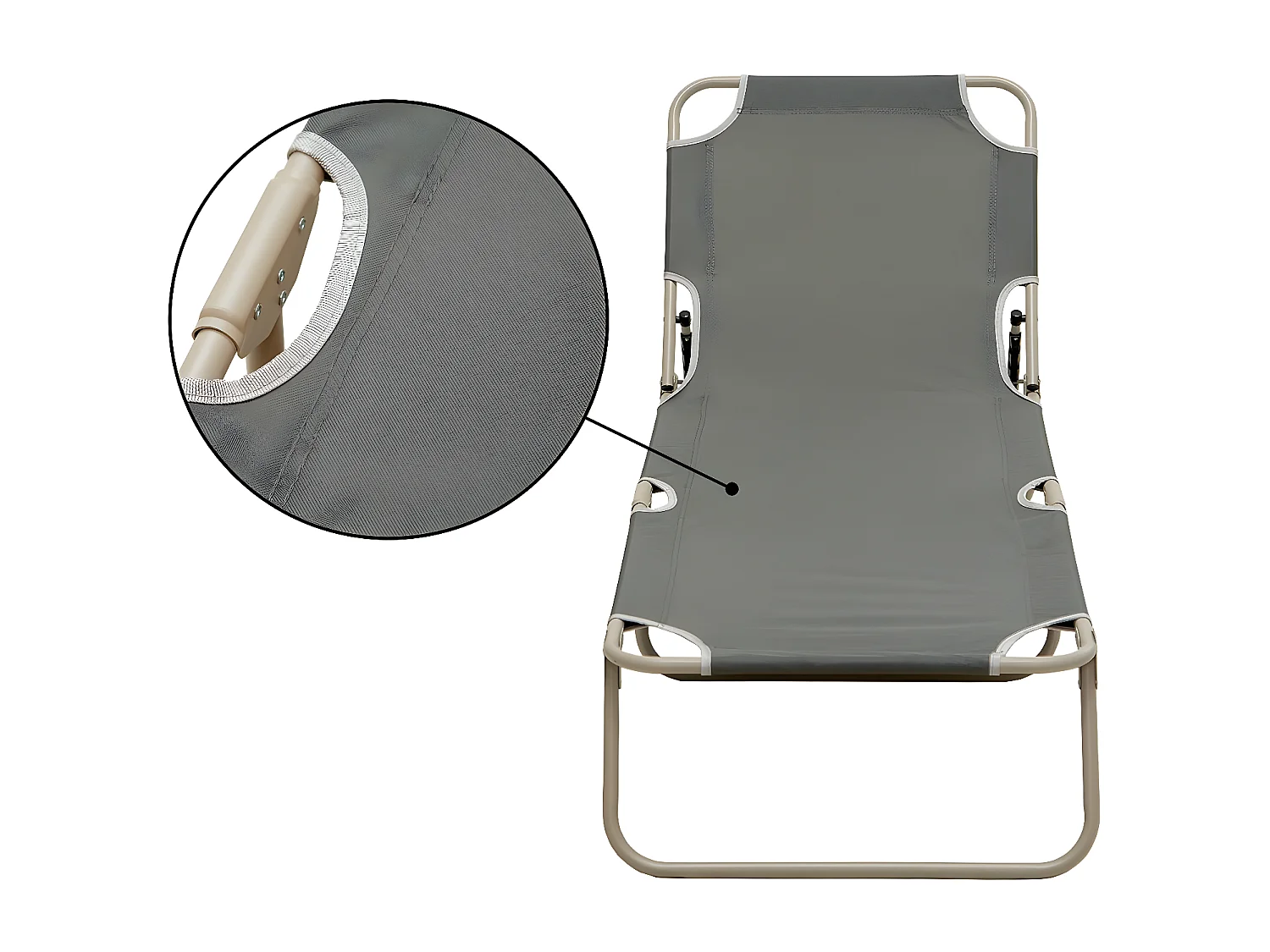 Bain de soleil pliant "Elsa" métal et textilène - Gris