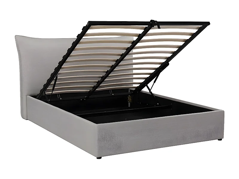Cama doble con almacenaje "Megeve" 160 x 200 cm - Gris