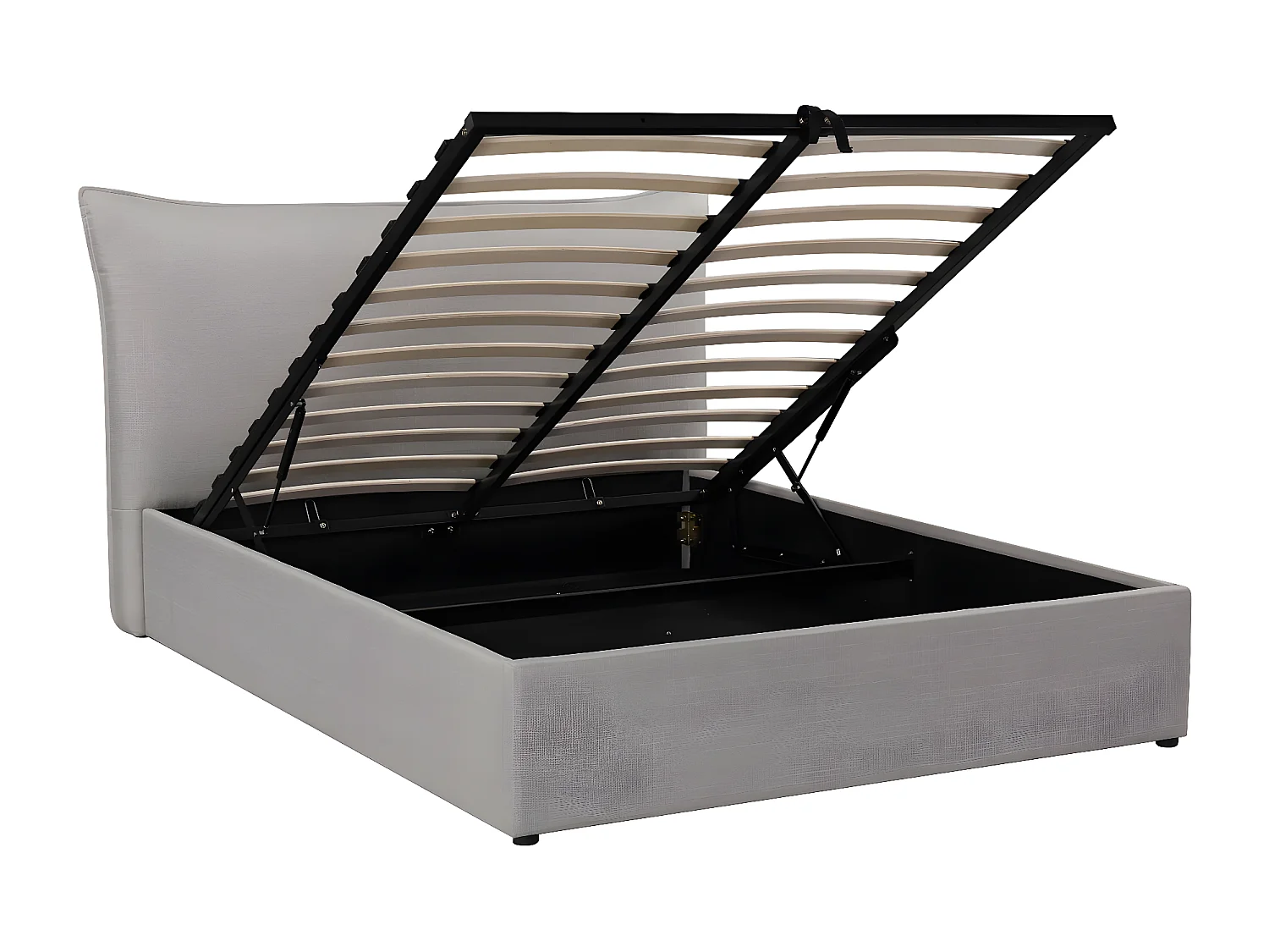 Cama doble con almacenaje "Megeve" 160 x 200 cm - Gris