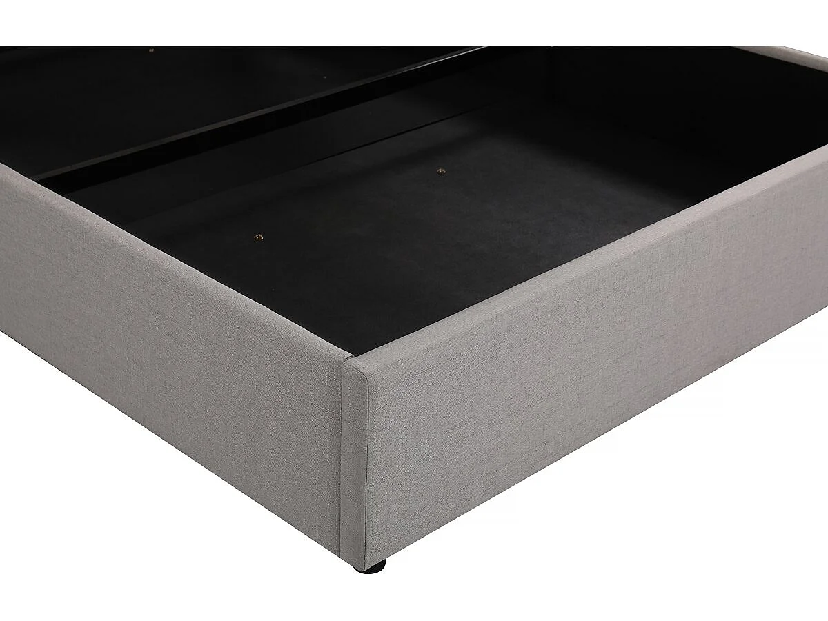 Elegante Cama de Casal com Armazenamento "Megeve" 140 x 200 cm - Acabamento em Veludo Cinzento
