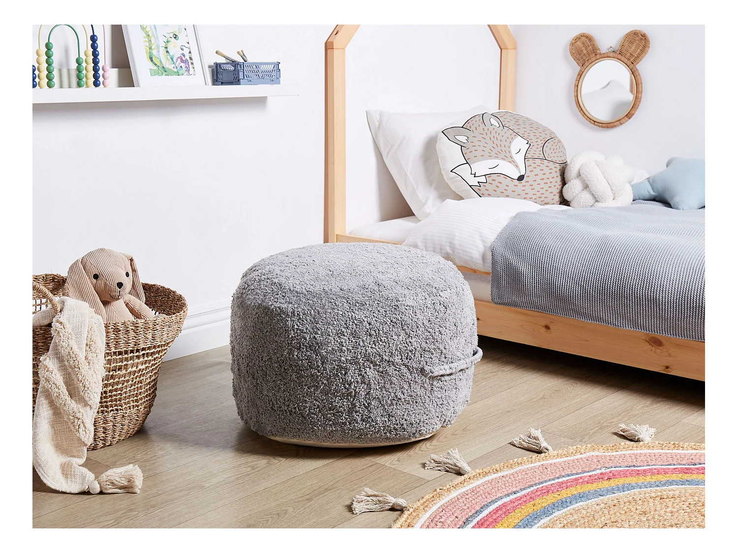 Puf KANDHKOT Bawełna Szary 50 cm 50 cm 35 cm