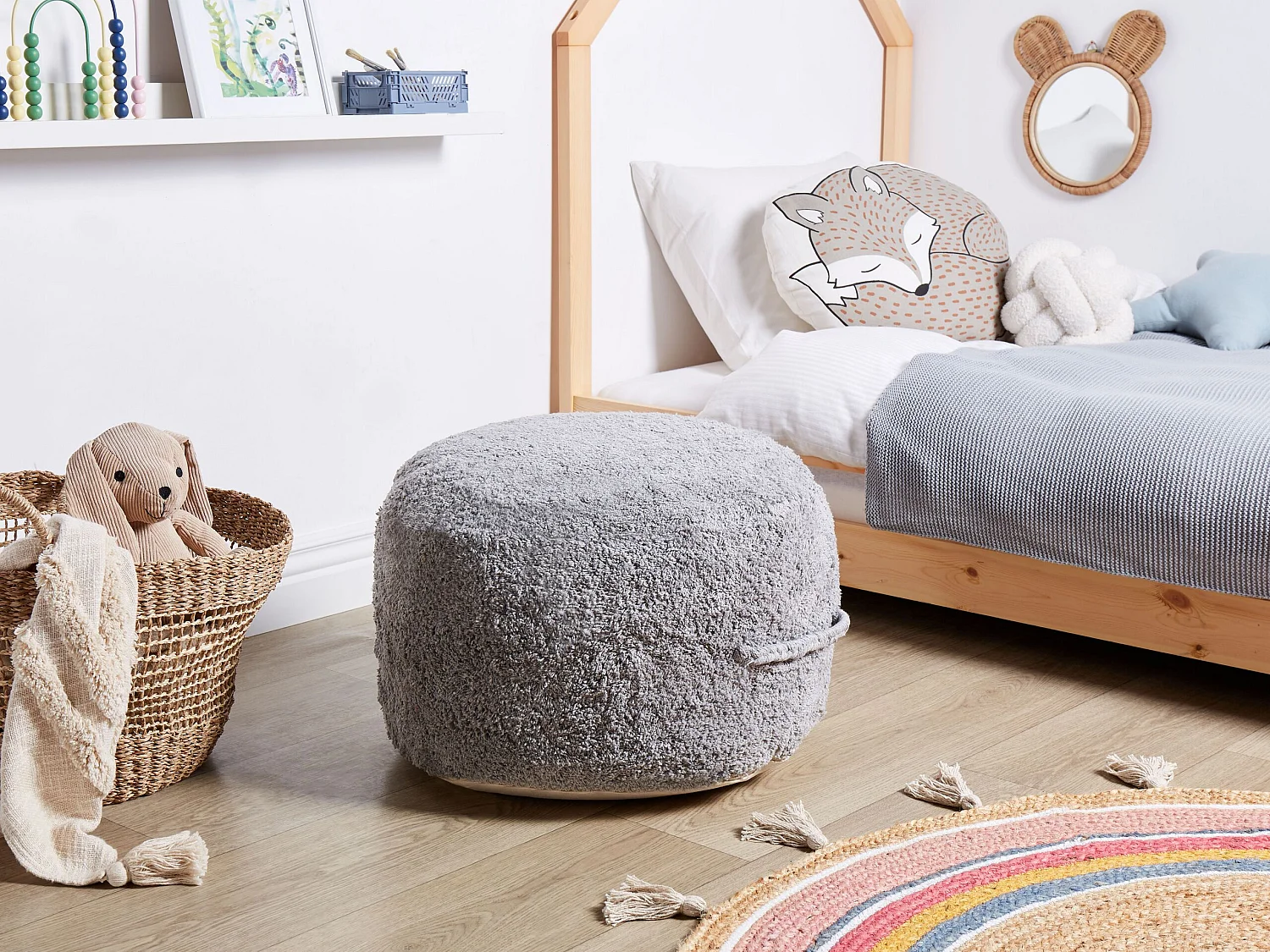 Pouf KANDHKOT Baumwolle Grau 50 cm 50 cm 35 cm