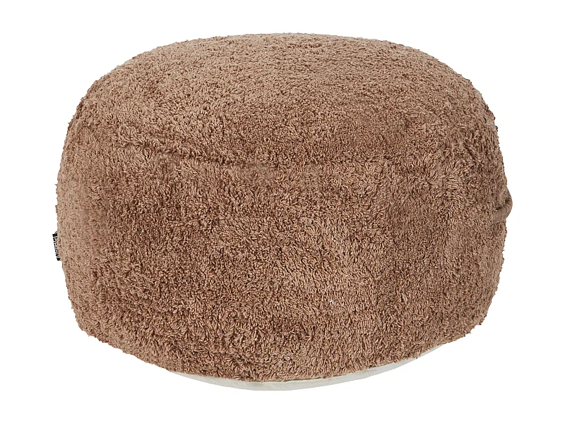 Pouf aus Baumwolle braun 50 x 35 cm rund mit Griff flauschig Kandhkot