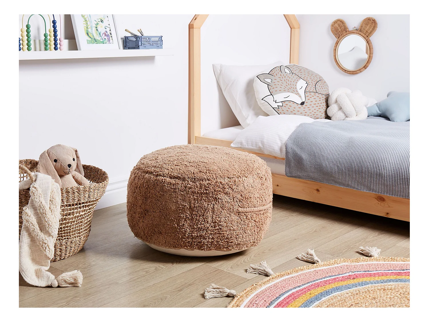 Poef KANDHKOT Katoen Bruin 50 cm 50 cm 35 cm