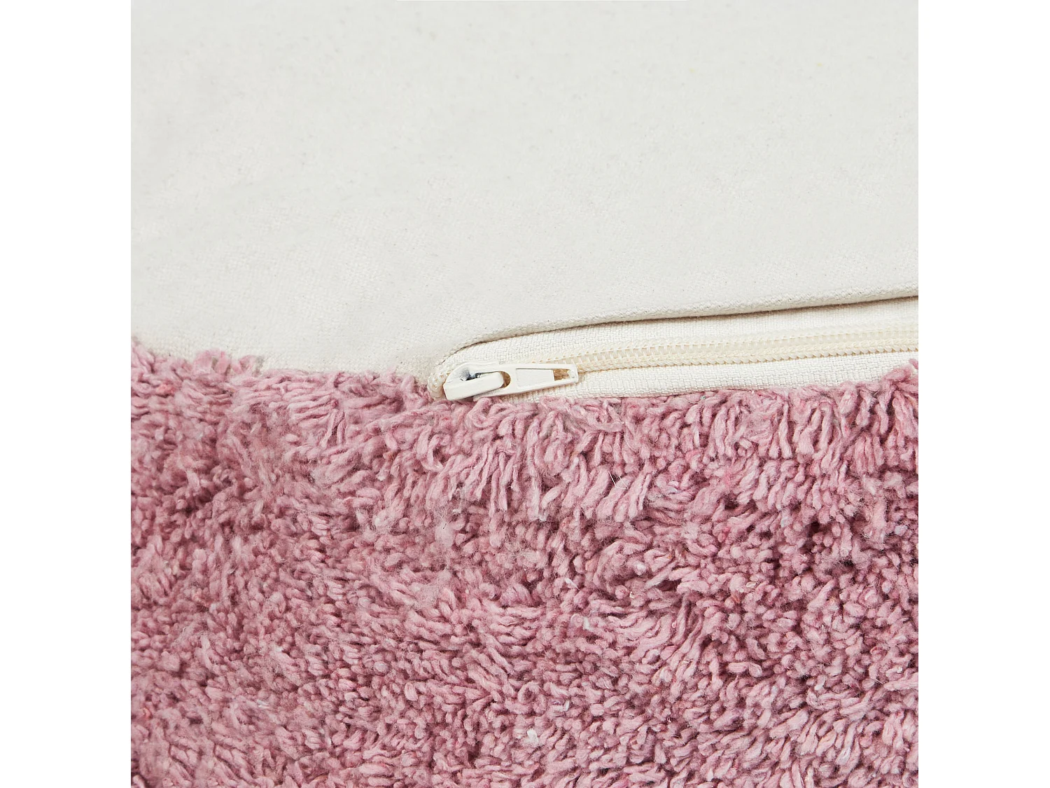 Pouf aus Baumwolle rosa 50 x 35 cm rund mit Griff flauschig Kandhkot