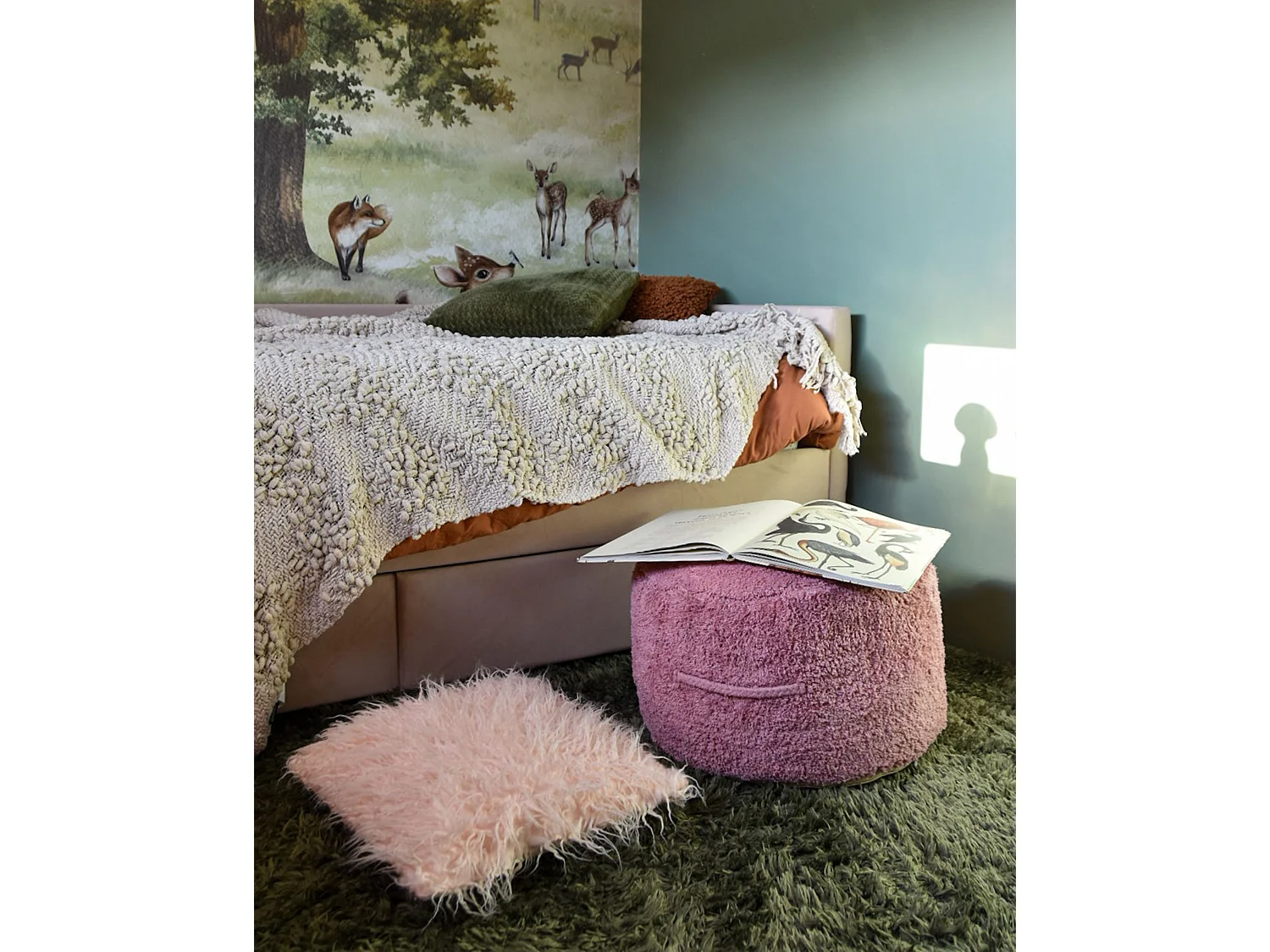 Pouf KANDHKOT Coton Rose 50 cm 50 cm 35 cm