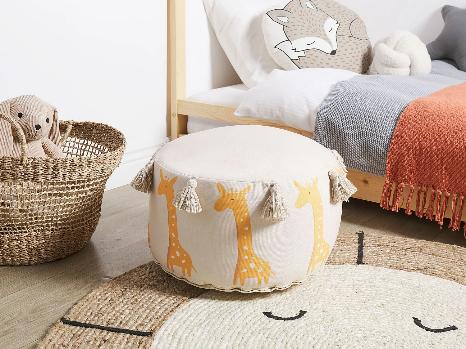 Kinderpoef KARTEE Katoen Beige 45 cm 45 cm 25 cm