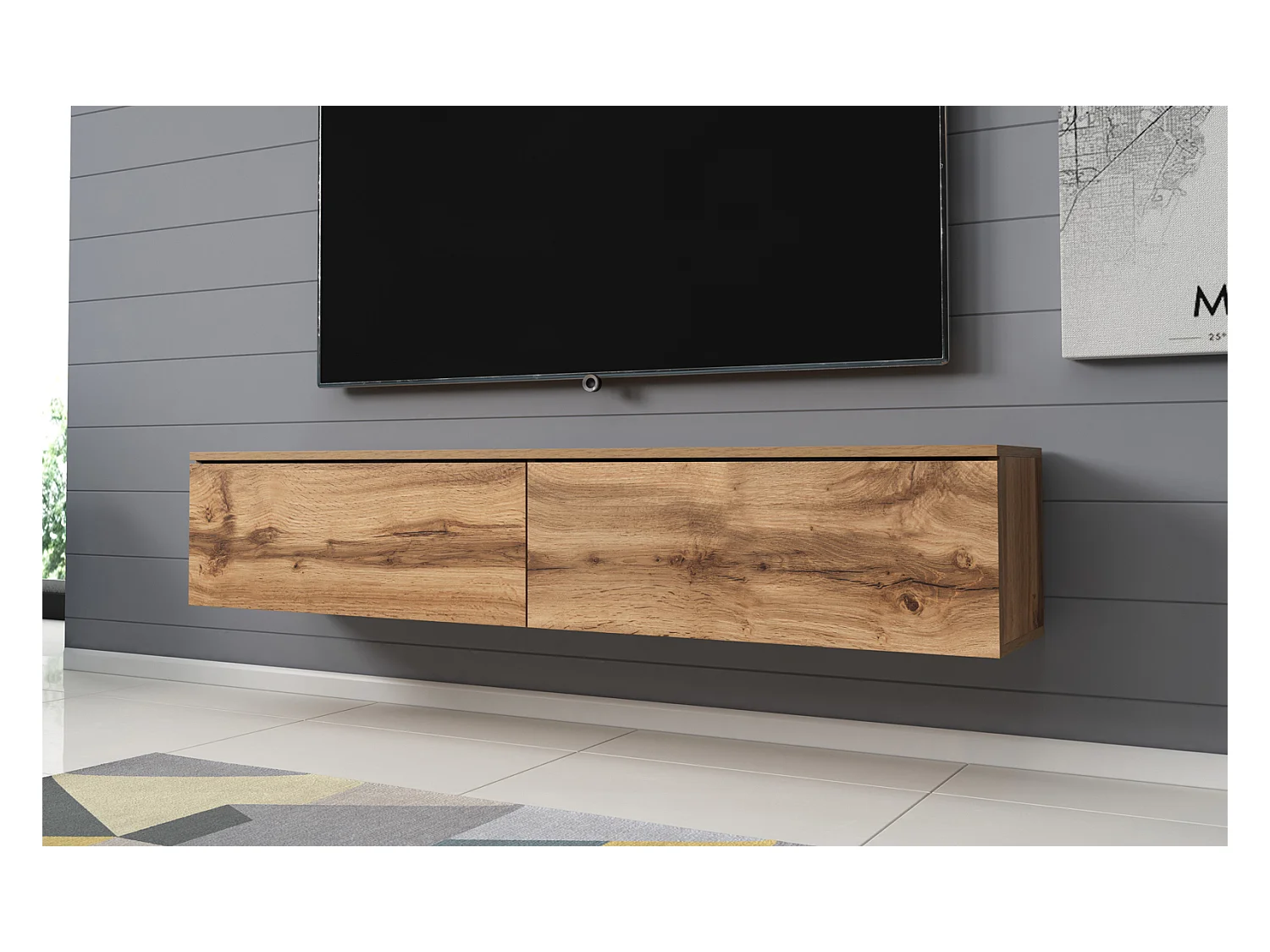 Meuble TV - 140 cm - chêne wotan - sans LED - KANE