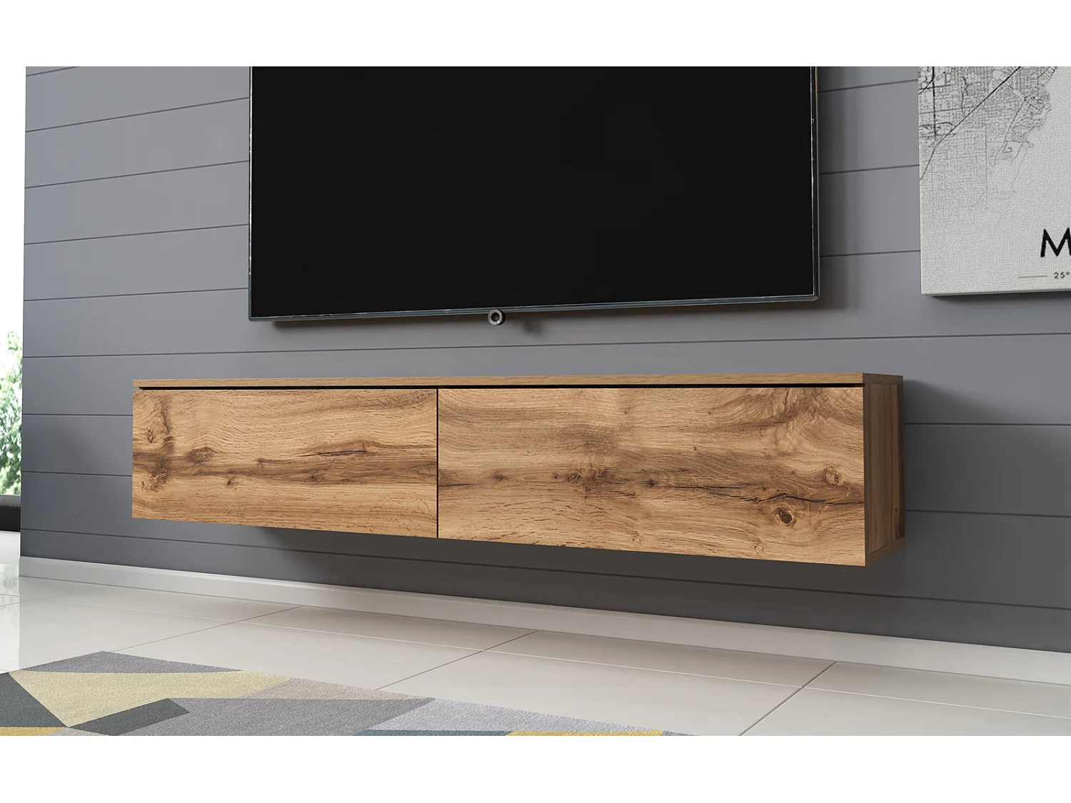 Meuble TV - 140 cm - chêne wotan - sans LED - KANE