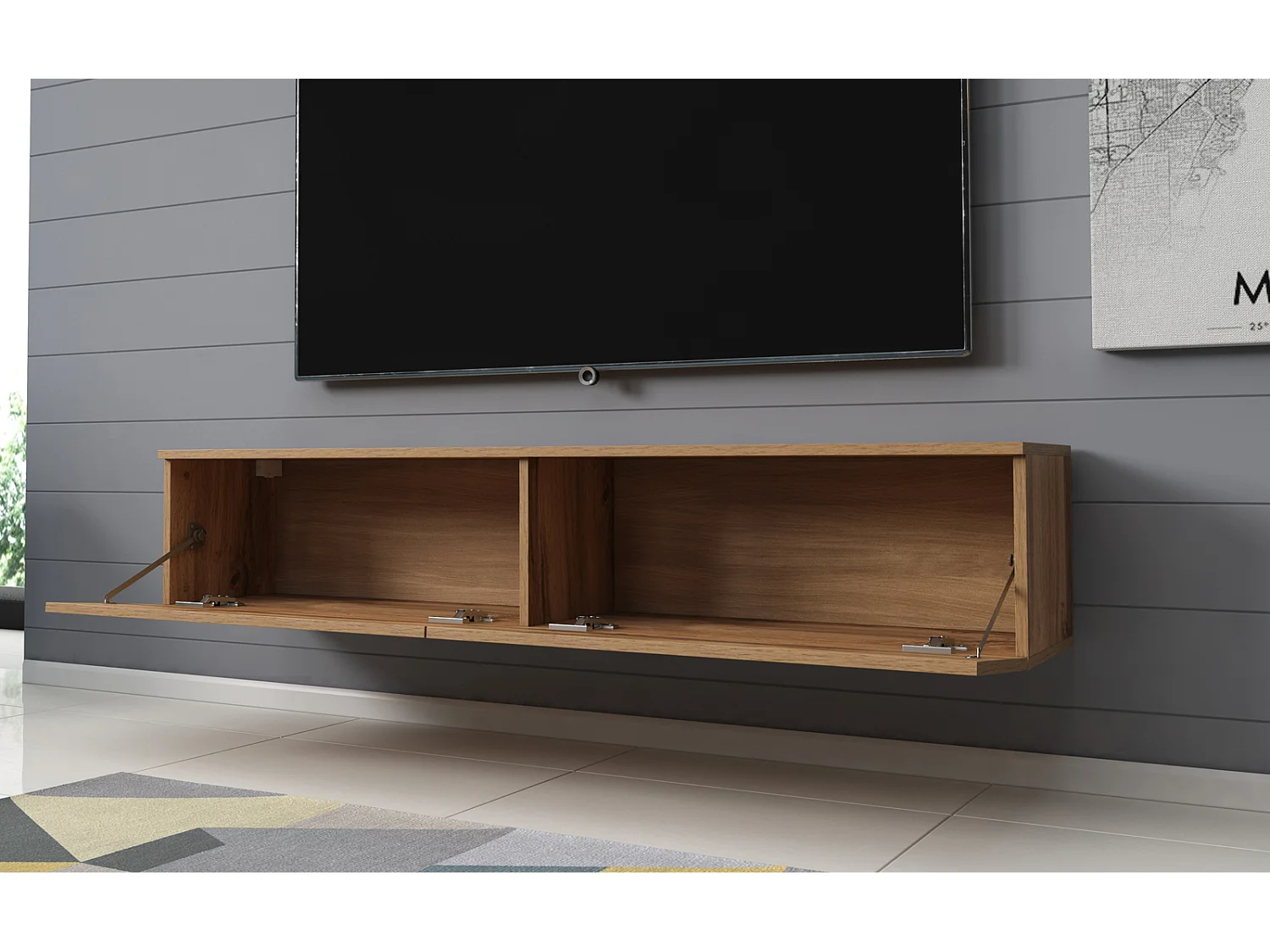 Meuble TV - 140 cm - chêne wotan - sans LED - KANE