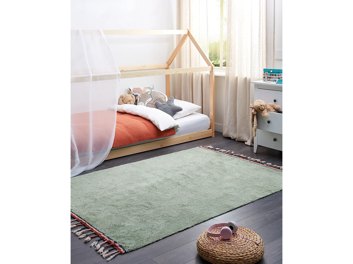 Tapis enfant CAPARLI Vert clair 140 x 200 cm Coton