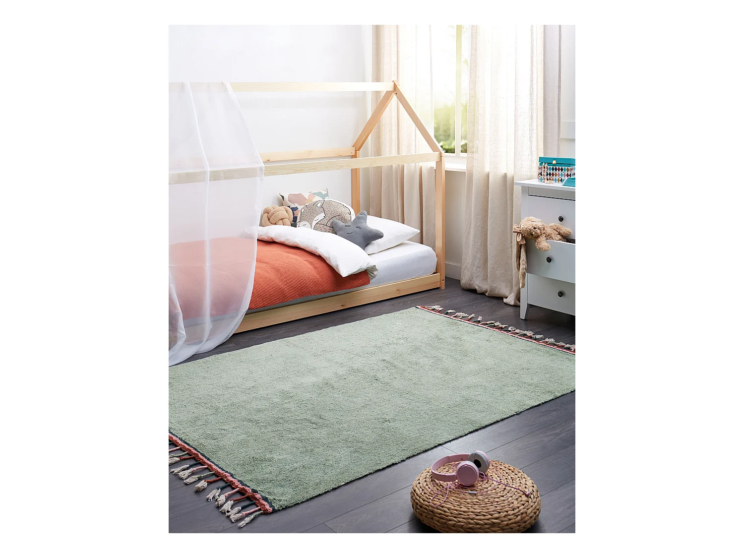 Tapis enfant CAPARLI Vert clair 140 x 200 cm Coton