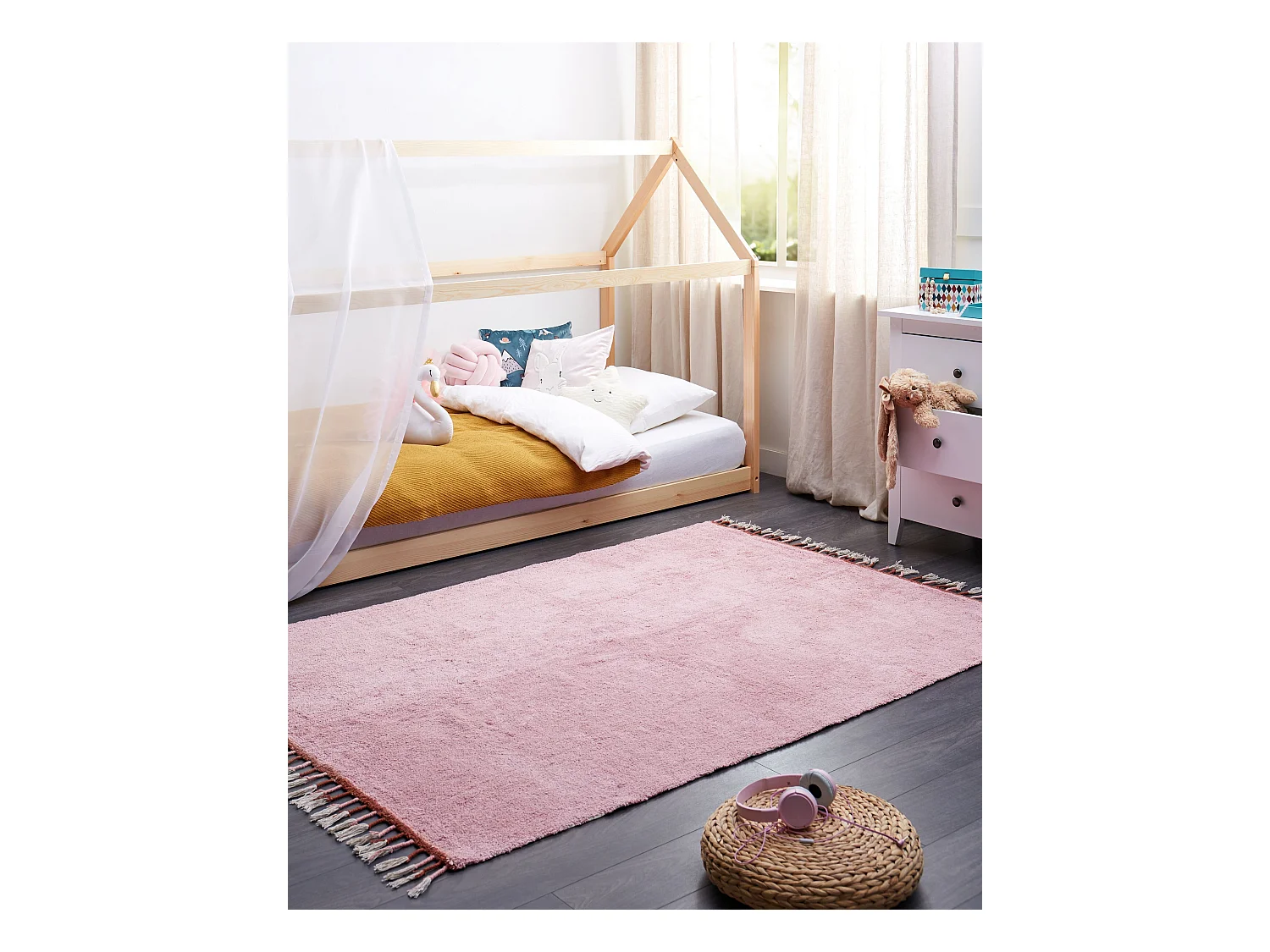 Tapis enfant CAPARLI Rose 140 x 200 cm Coton