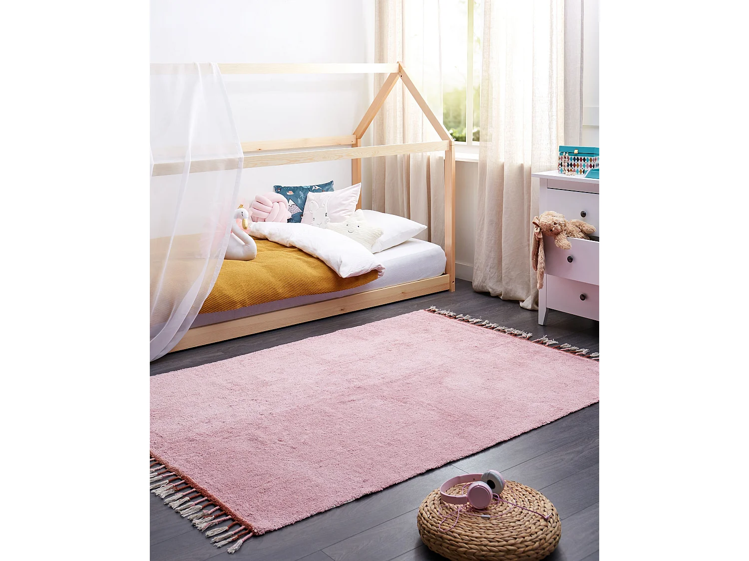 Tapis en coton 140 x 200 cm rose CAPARLI