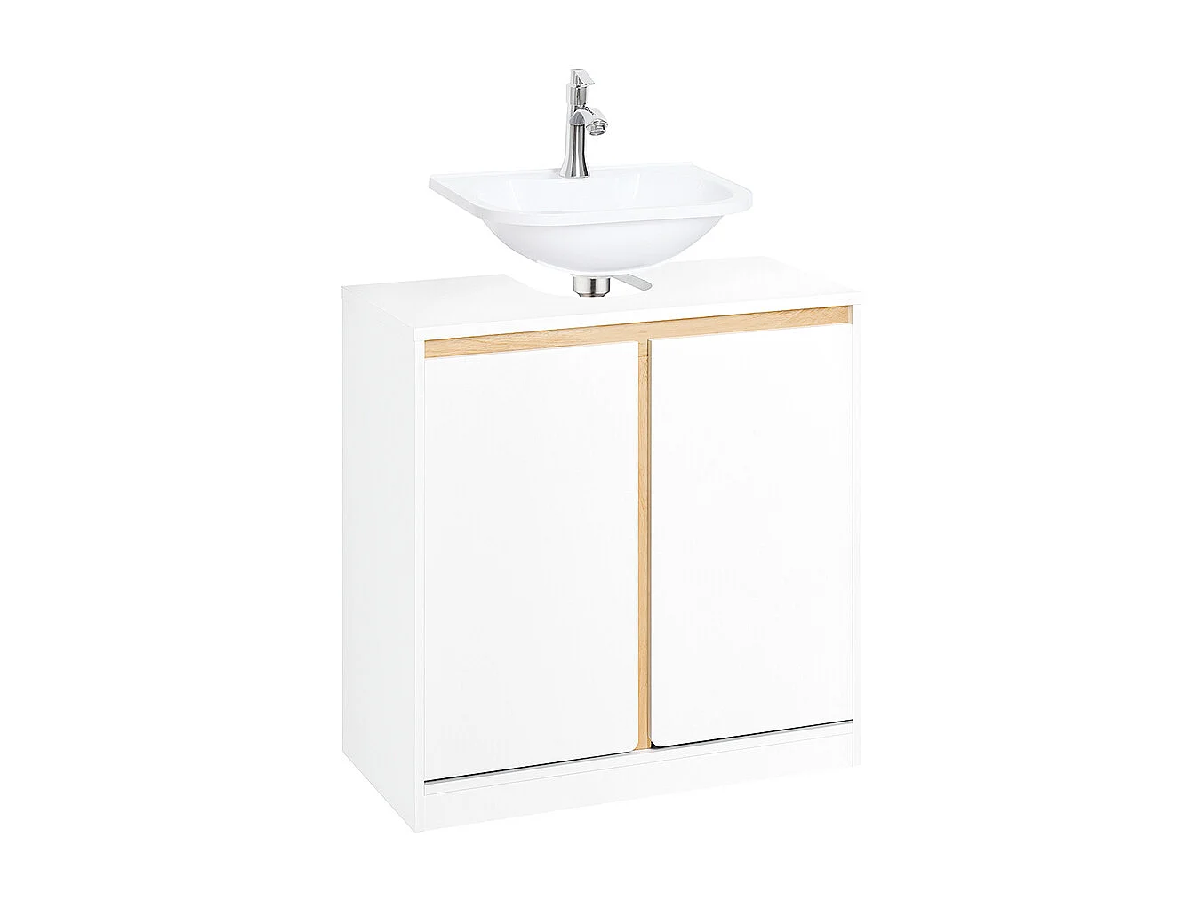 SoBuy BZR78-W Meuble sous-Lavabo, Meuble sous Vasque, Meuble Salle de Bain avec 2 Étages et 2 Portes