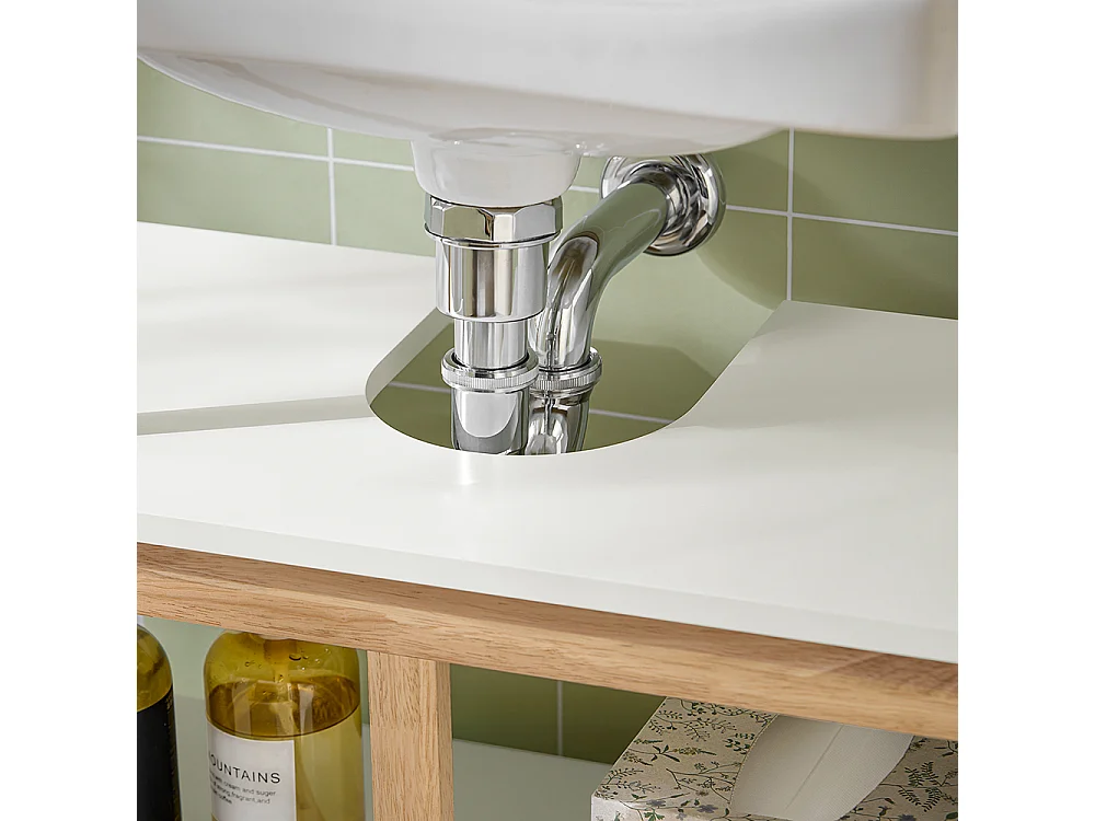 SoBuy BZR78-W Meuble sous-Lavabo, Meuble sous Vasque, Meuble Salle de Bain avec 2 Étages et 2 Portes